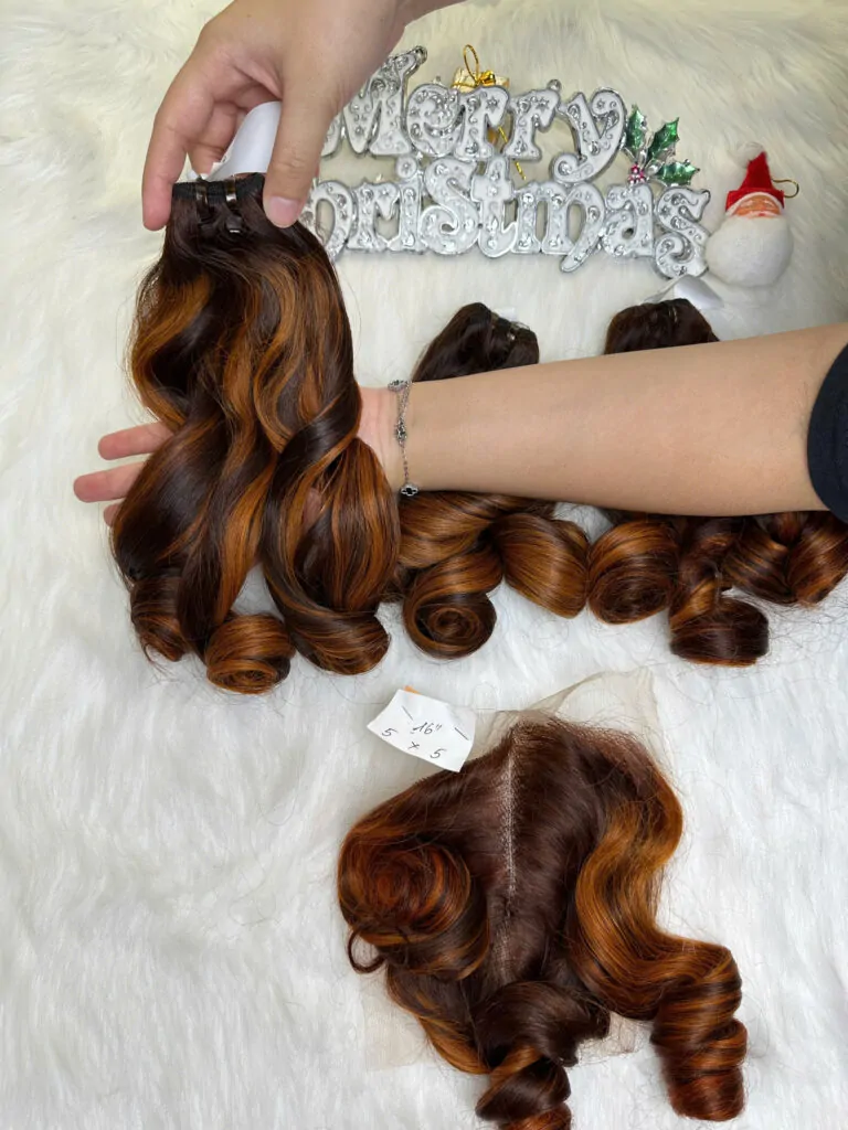 HD Lace Closure 5x5 Fumi Bouncy Curly Mix Piano Color Vietnamese Hair