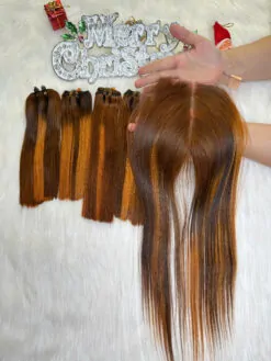 HD Lace Closure 5x5 Mix Piano Color Vietnamese Hair Bone Straight