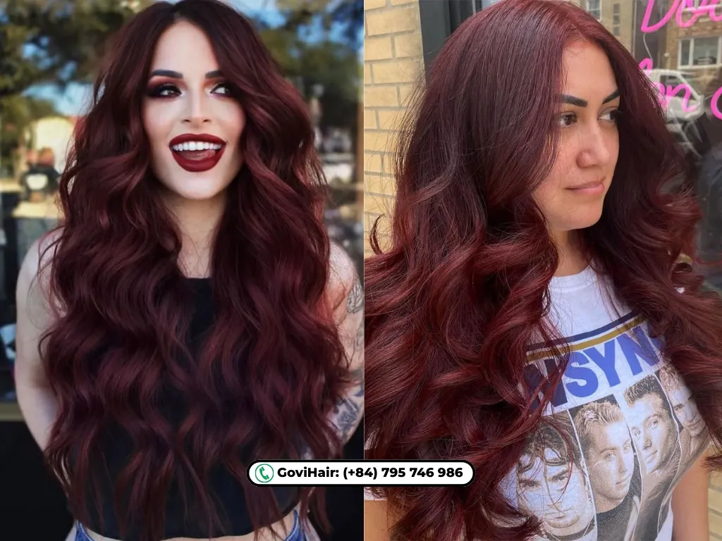 When dyed in red wine shades, raw Vietnamese hair holds color beautifully.