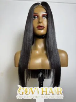 human hair closure wig bone straight 2x6 hd lace natural black color