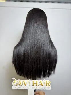 human hair closure wig bone straight 2x6 hd lace natural black color
