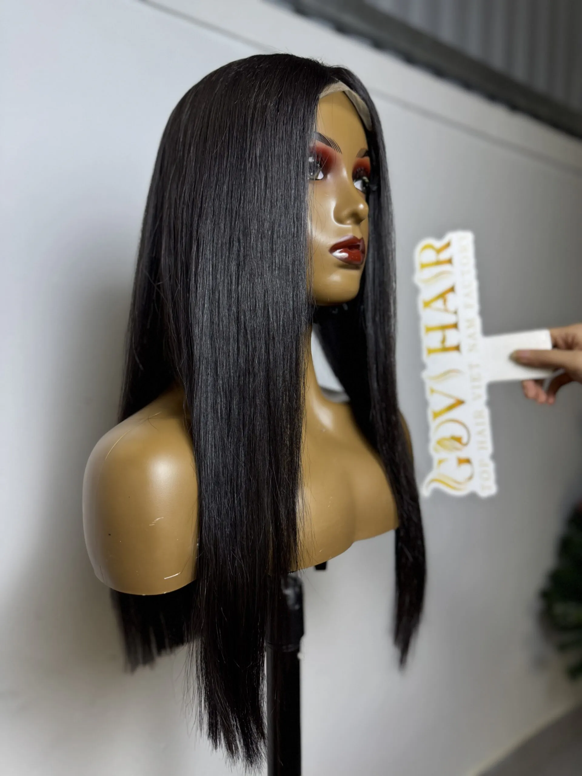 Straight Human Hair Closure Wig 2x6 HD Lace 22 Inch 180% Density Natural Color 4 human hair closure wig bone straight 2x6 hd lace natural black color