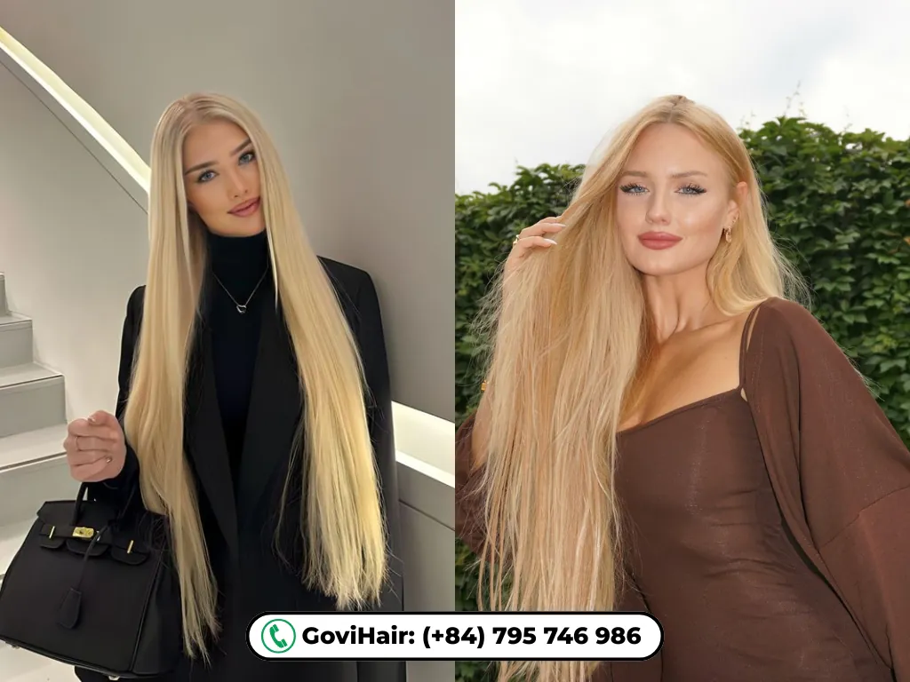 Straight long hair with blonde color