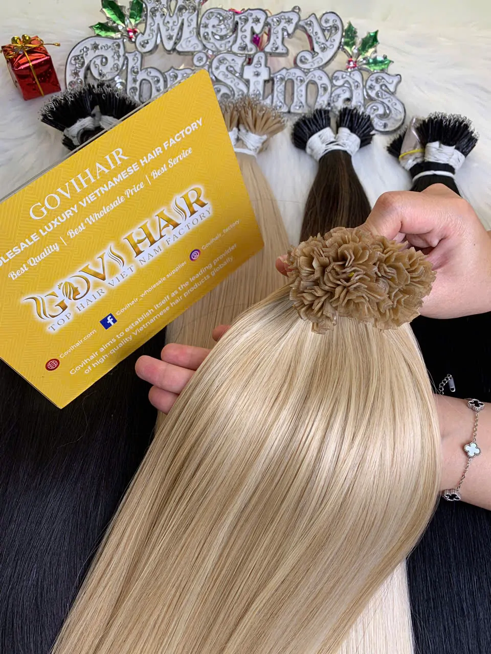 20 Inch Straight Mix Piano #27/60 Color V Tip Hair Extensions Pre Bonded 4 k tip hair extensions mix-piano color raw vietnamese hair