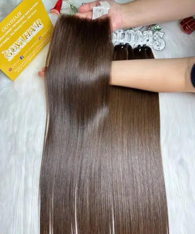 Luxurios Weft Hair Extensions Bone Straight Brown Color
