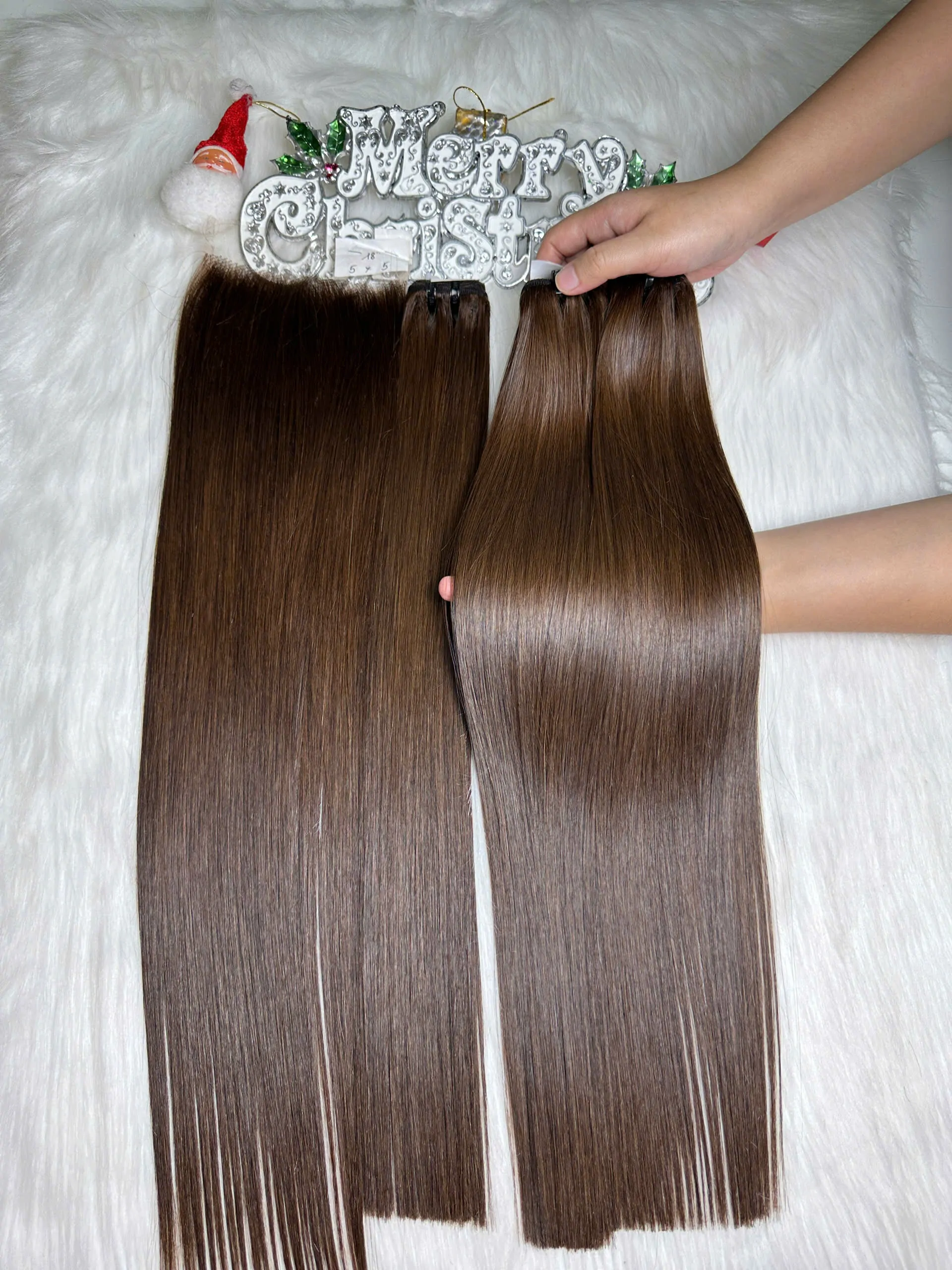Luxurios Weft Hair Extensions Bone Straight Brown