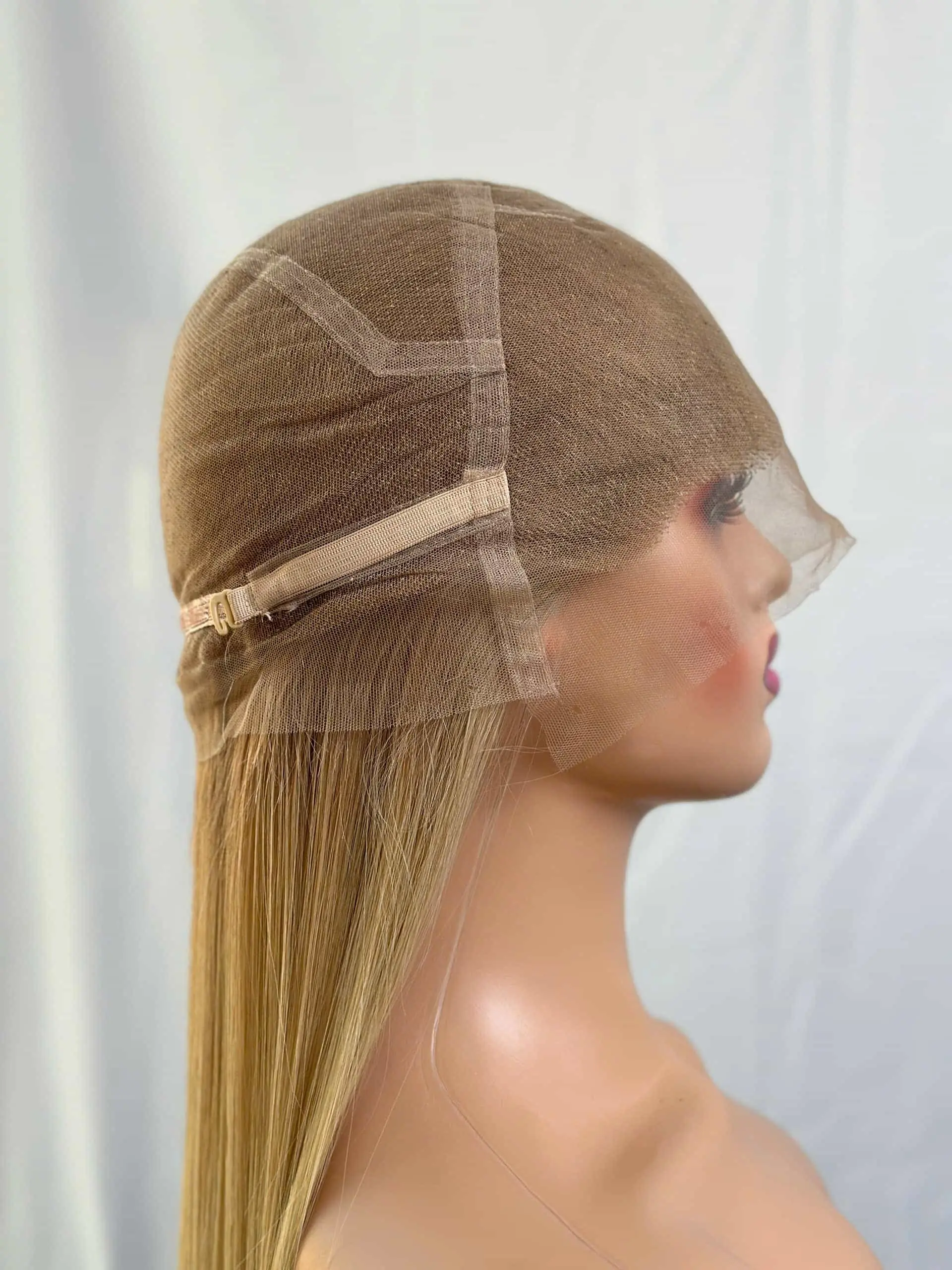 Straight Human Hair Full Lace Wig 18 Inch 180% Density Blonde Color 4 Luxurious Full Lace Wigs Blonde Color Made From Vietnamese Hair