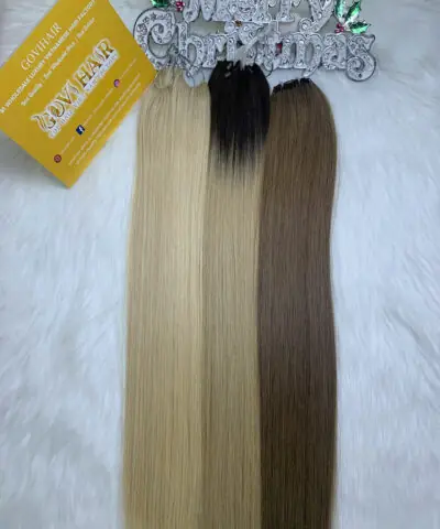 Normal Feather Hair Extensions Blonde Color Vietnamese Hair