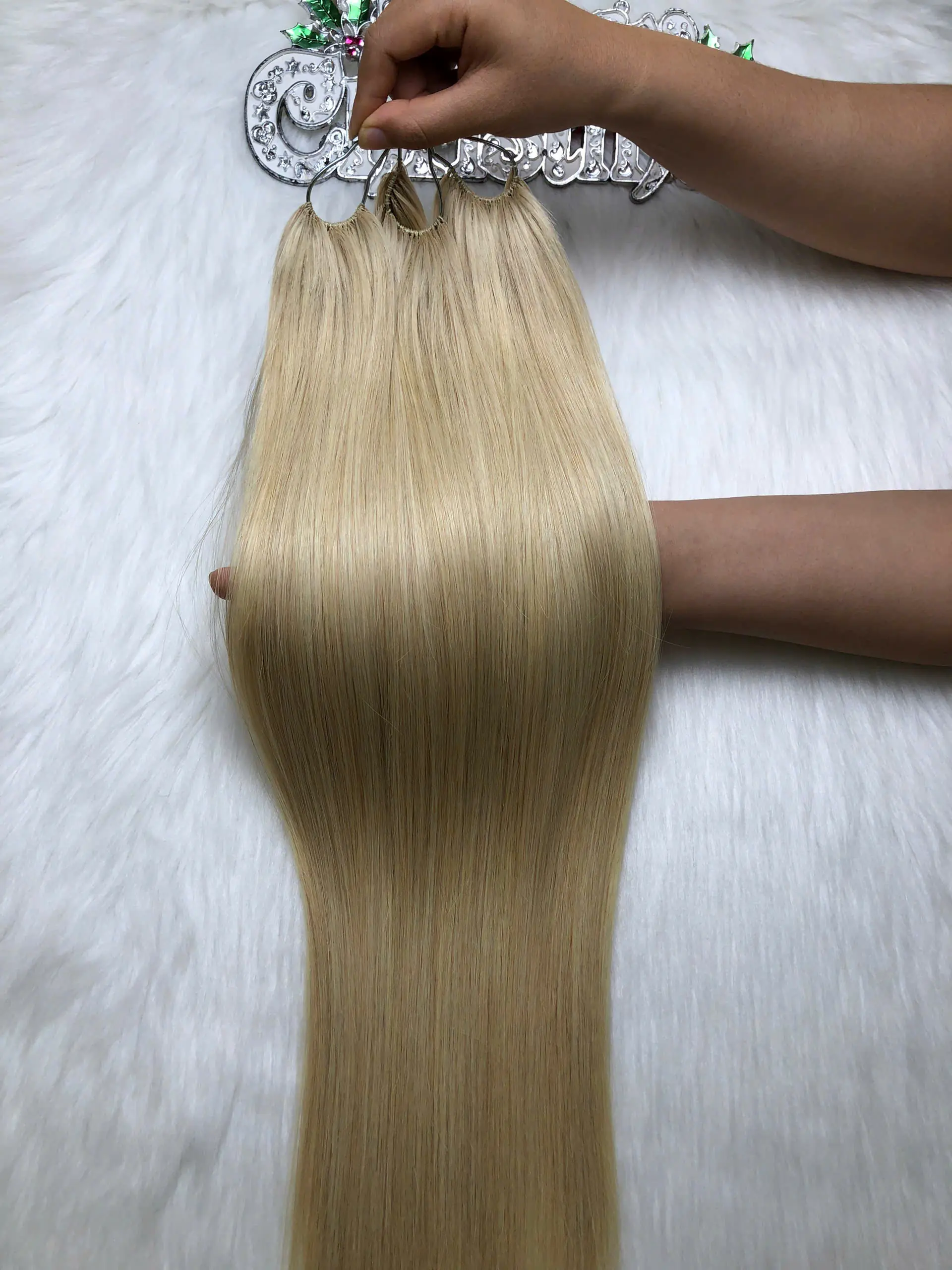 Normal Feather Hair Extensions Blonde Vietnamese Hair Superior Quality