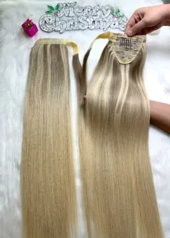 Ponytail Hair Extensions Mix Piano Blonde Color Luxurious Vietnamese Hair