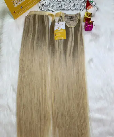 Ponytail Hair Extensions Mix Piano Blonde Color Luxurious Vietnamese Hair