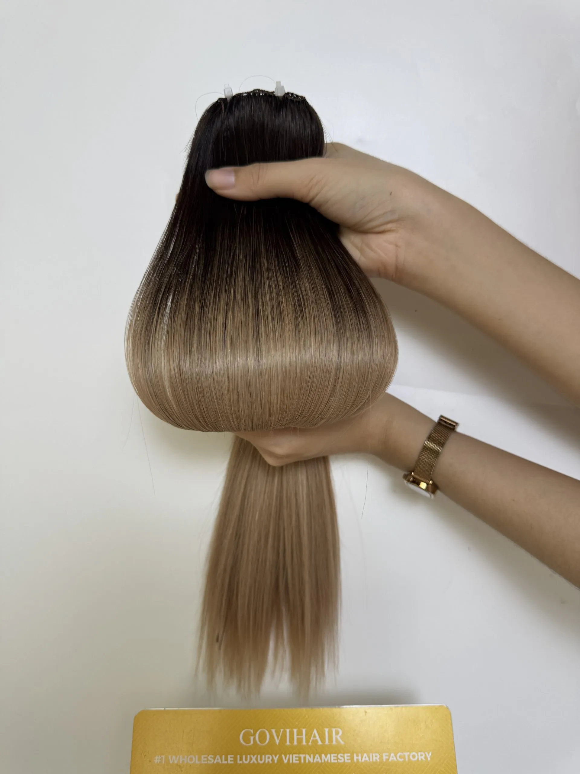 24 Inch Straight #2/27 Ombre Feather Weft Hair Extensions