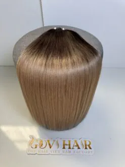 24 Inch Straight #2/27 Ombre Feather Weft Hair Extensions 100% Human Hair