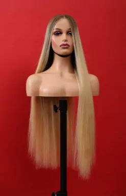 Straight Human Hair Closure Wigs Ombre Color