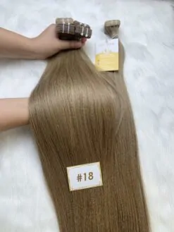 Tape-in Hair Extensions #18 Color Virgin Vietnamese Hair