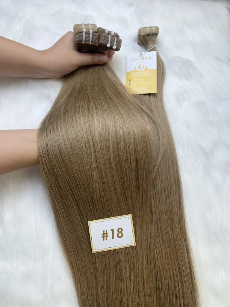 Tape-in Hair Extensions #18 Color Virgin Vietnamese Hair