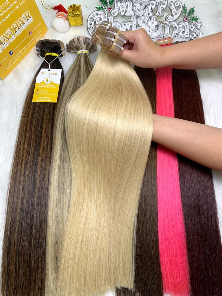 Tape-in Hair Extensions Blonde Color Raw Vietnamese Hair