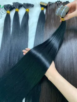 Tape-in Hair Extensions Bone Straight Natural Color Vietnamese Hair