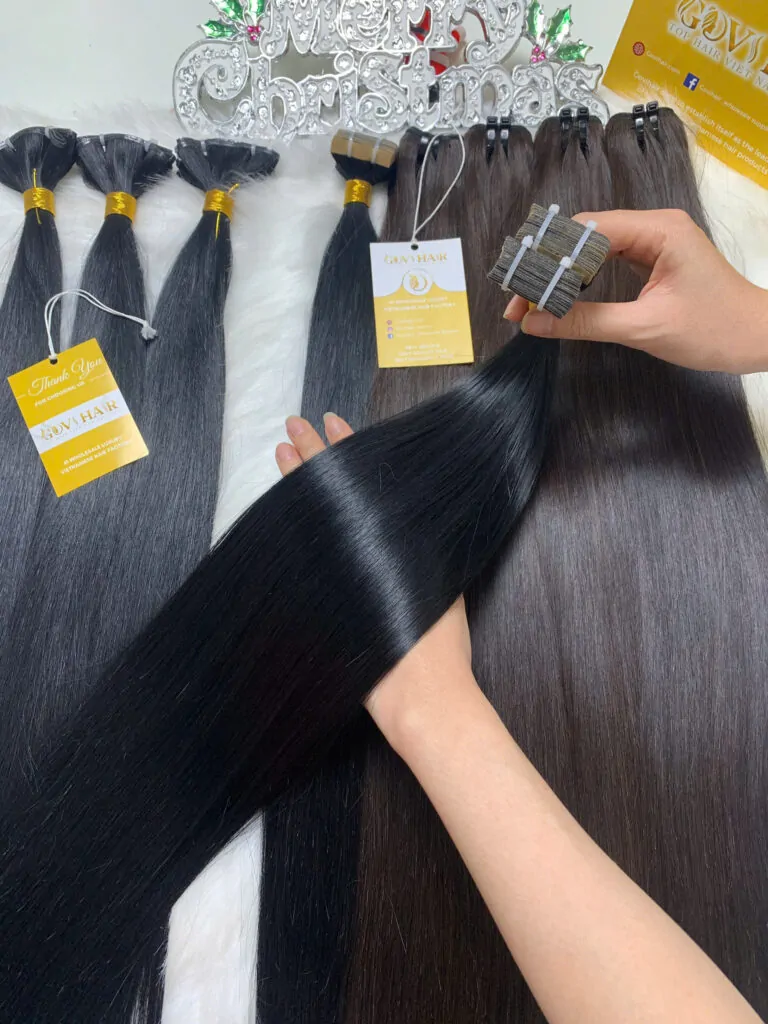 Tape-in Hair Extensions Bone Straight Natural Color Vietnamese Hair Tape-in Hair Extensions Bone Straight Natural Color Vietnamese Hair