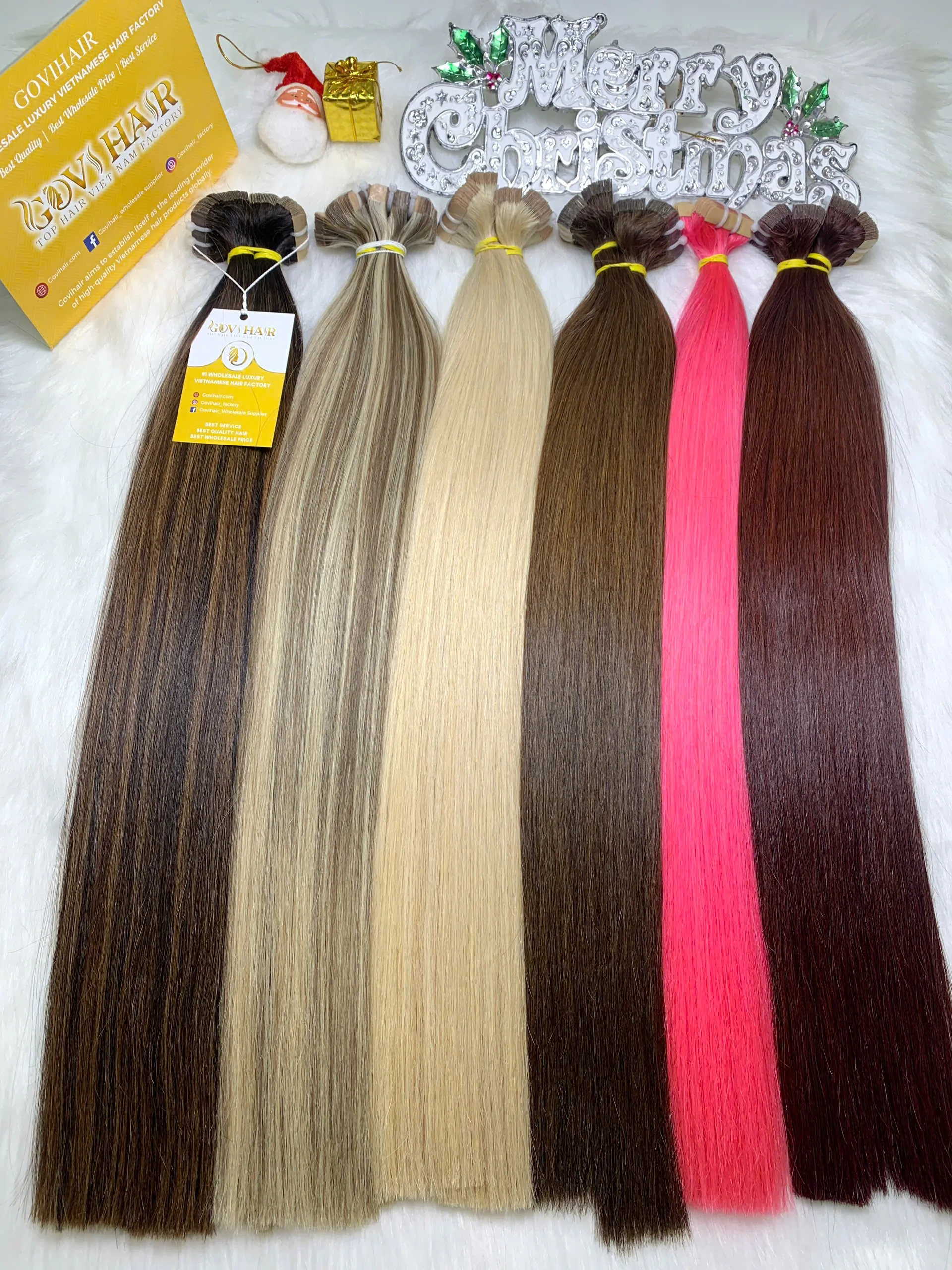 Tape-in Hair Extensions Dark Brown Color Raw Vietnamese Hair