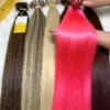 Straight Tape In Hair Extensions Pink Color 9 Tape-in Hair Extensions Pink Color Raw Vietnamese Hair