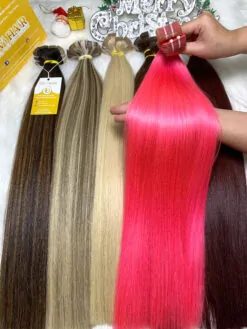 Tape-in Hair Extensions Pink Color Raw Vietnamese Hair
