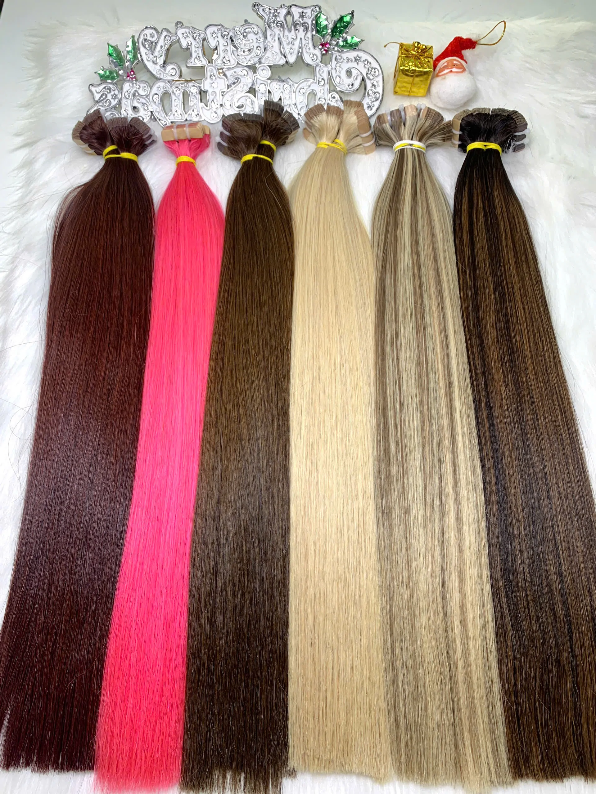Tape-in Hair Extensions Pink Color Raw Vietnamese Hair