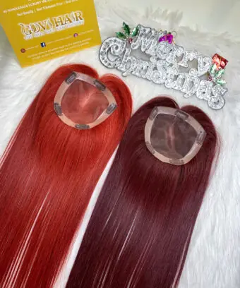 TopperToupee 150 Density Lace 5×5 Dark Red Color Vietnamese Hair
