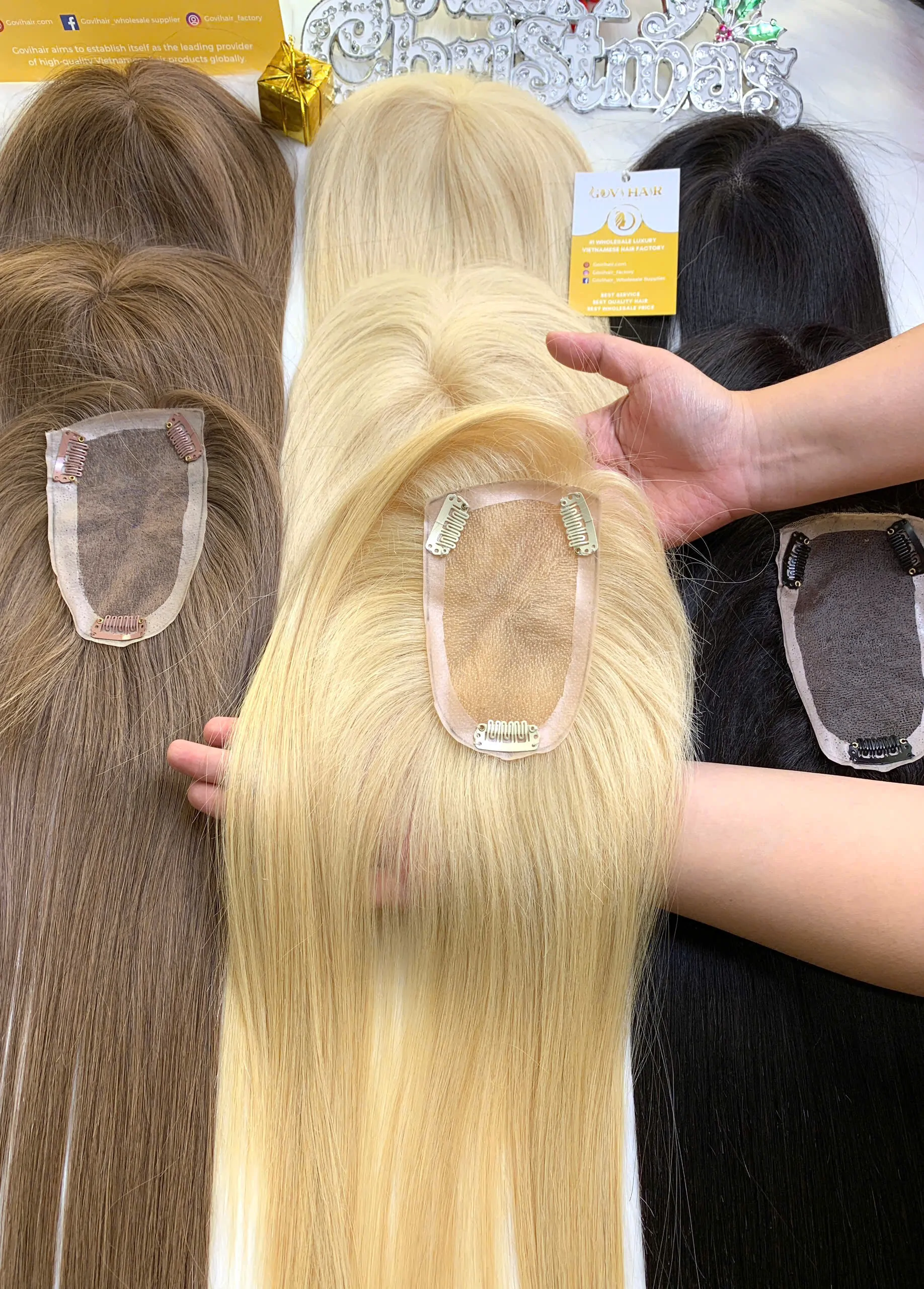 TopperToupee 150 Density Lace 3×5 #613 Color Vietnamese Hair