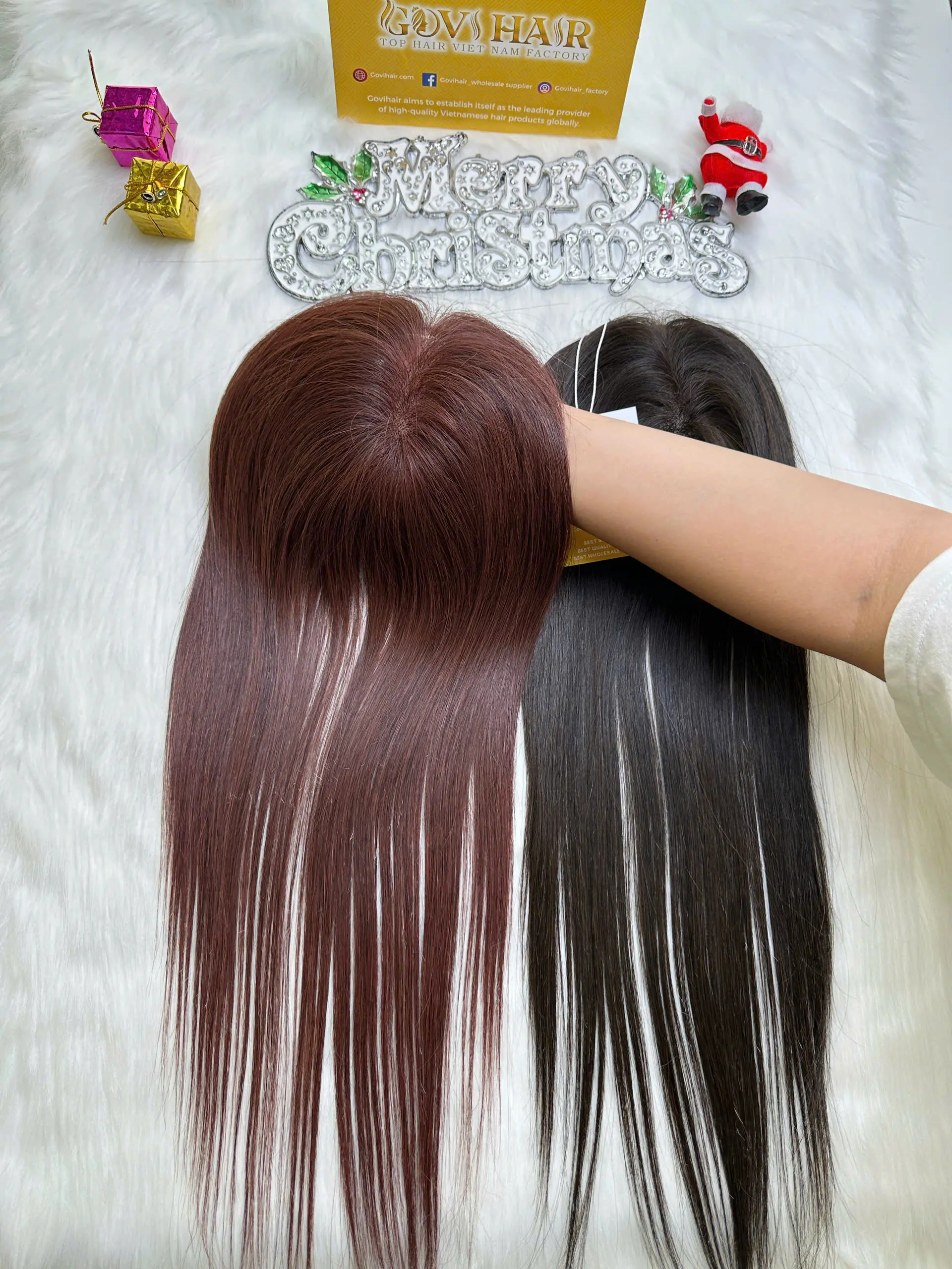 TopperToupee 150 Density Lace 3×5 99J Color Vietnamese Hair