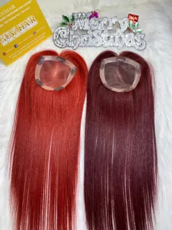 TopperToupee 150 Density Lace 5×5 Dark Red Color Vietnamese Hair