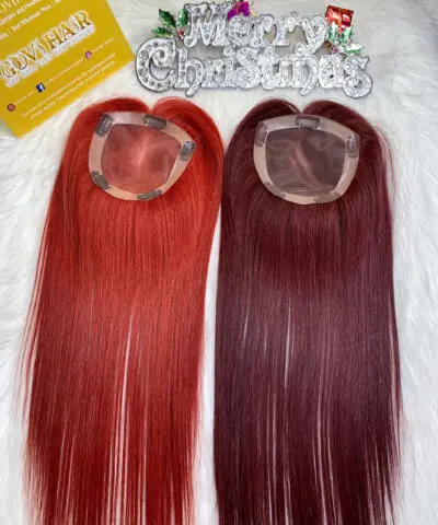 TopperToupee 150 Density Lace 5×5 Dark Red Color Vietnamese Hair