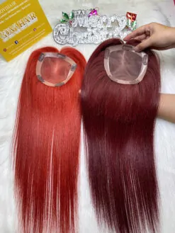 TopperToupee 150 Density Lace 5×5 Dark Red Color Vietnamese Hair