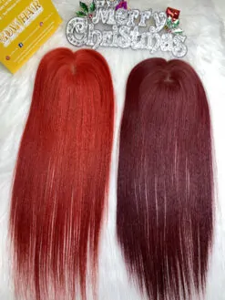 TopperToupee 150 Density Lace 5×5 Dark Red Color Vietnamese Hair