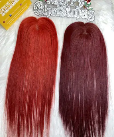 TopperToupee 150 Density Lace 5×5 Dark Red Color Vietnamese Hair