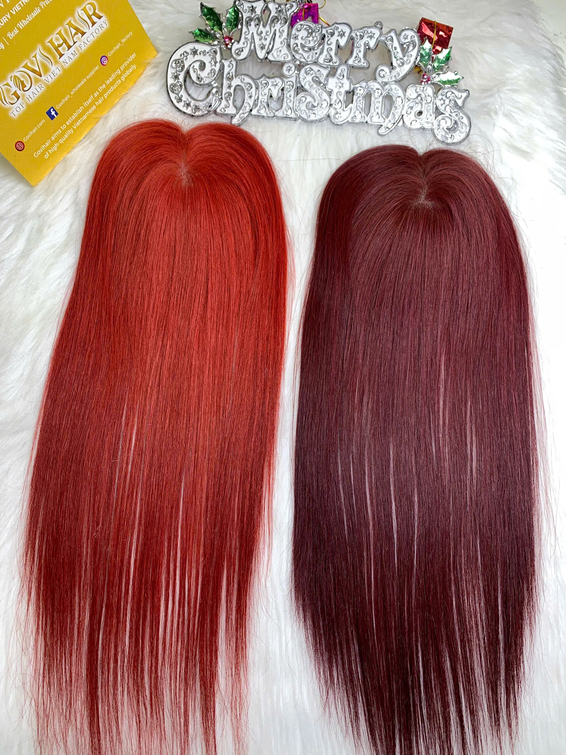 TopperToupee 150 Density Lace 5×5 Dark Red Color Vietnamese Hair
