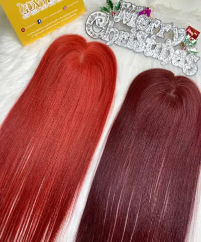 TopperToupee 150 Density Lace 5×5 Light Red Color Vietnamese Hair