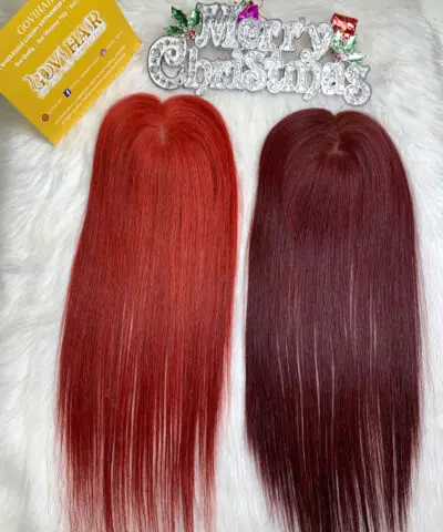 TopperToupee 150 Density Lace 5×5 Light Red Color Vietnamese Hair