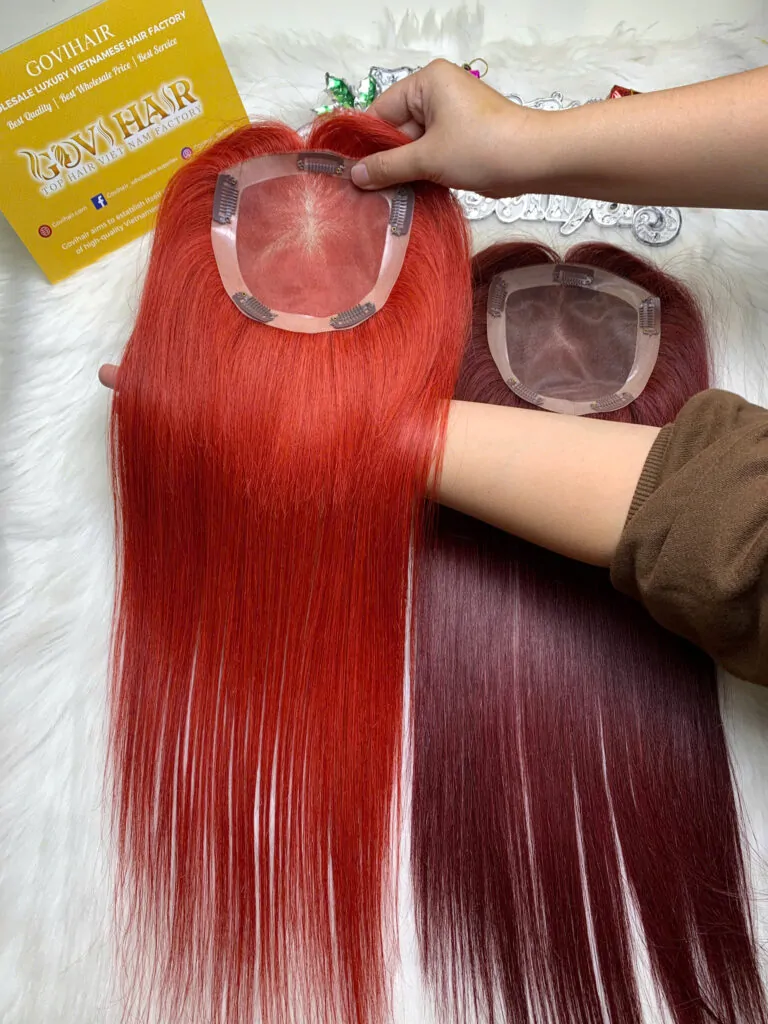 TopperToupee 150 Density Lace 5×5 Light Red Color Vietnamese Hair