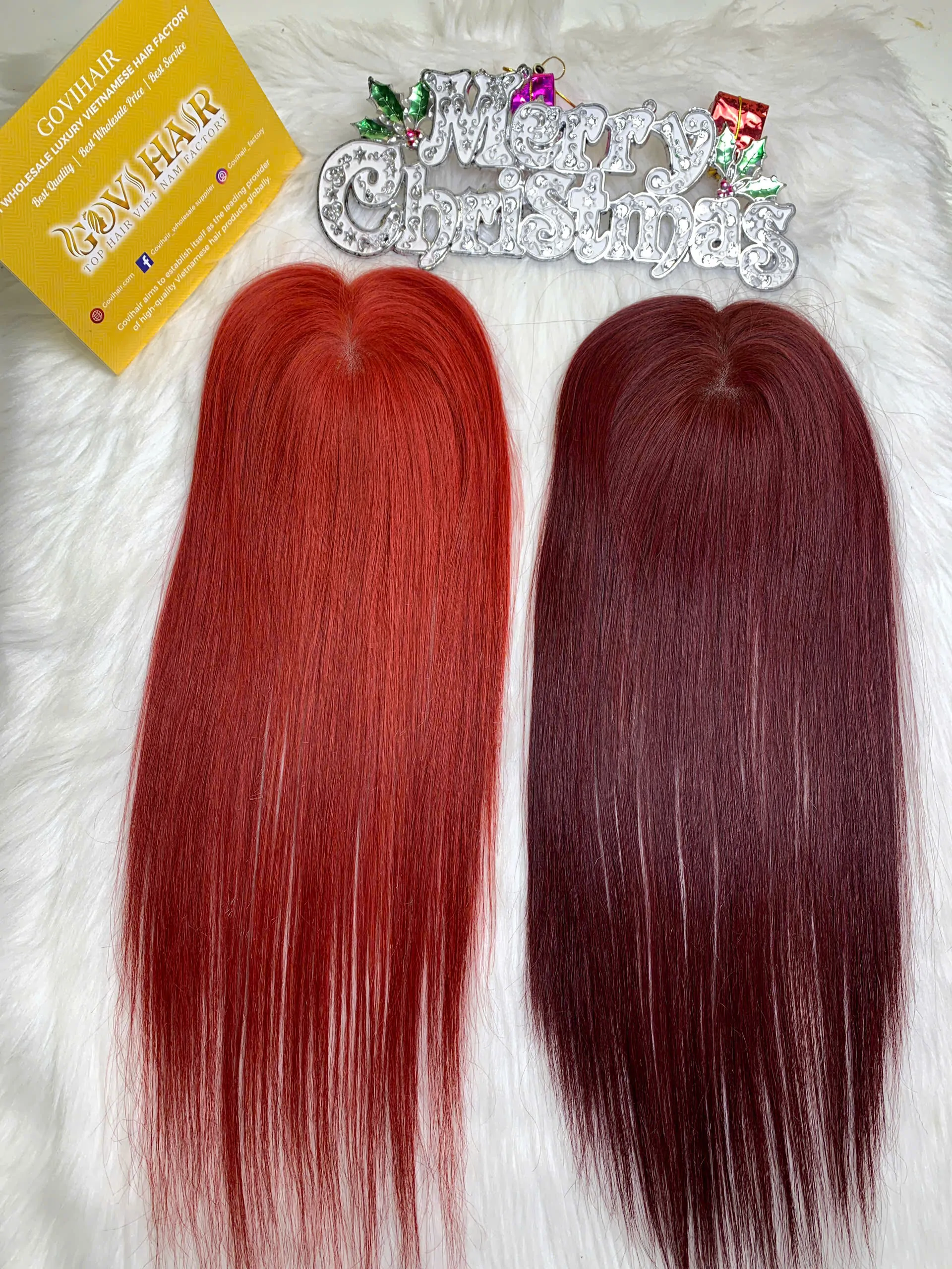 TopperToupee 150 Density Lace 5×5 Light Red Color Vietnamese Hair