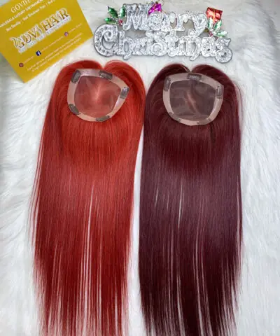 TopperToupee 150 Density Lace 5×5 Light Red Color Vietnamese Hair