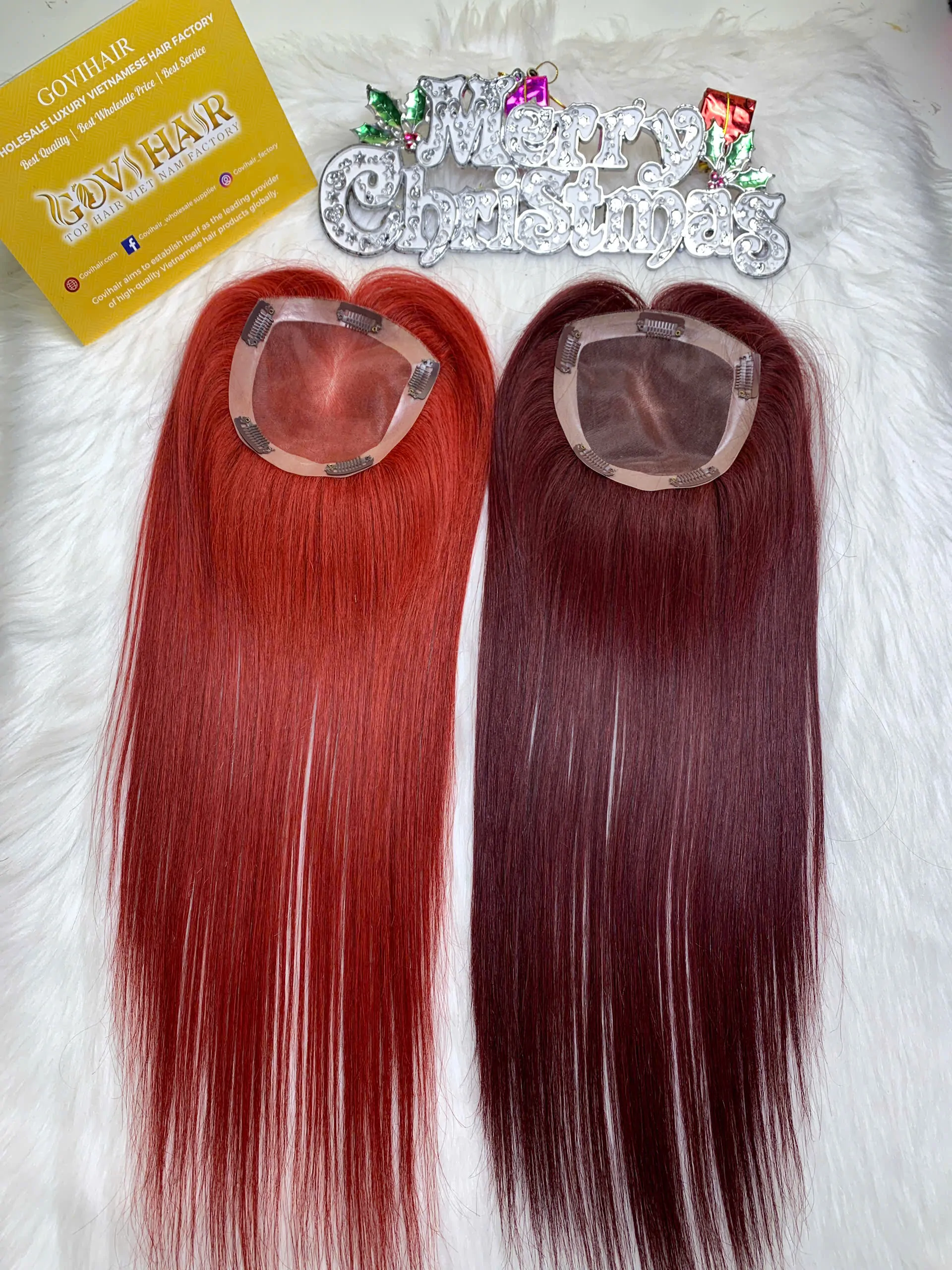 TopperToupee 150 Density Lace 5×5 Light Red Color Vietnamese Hair