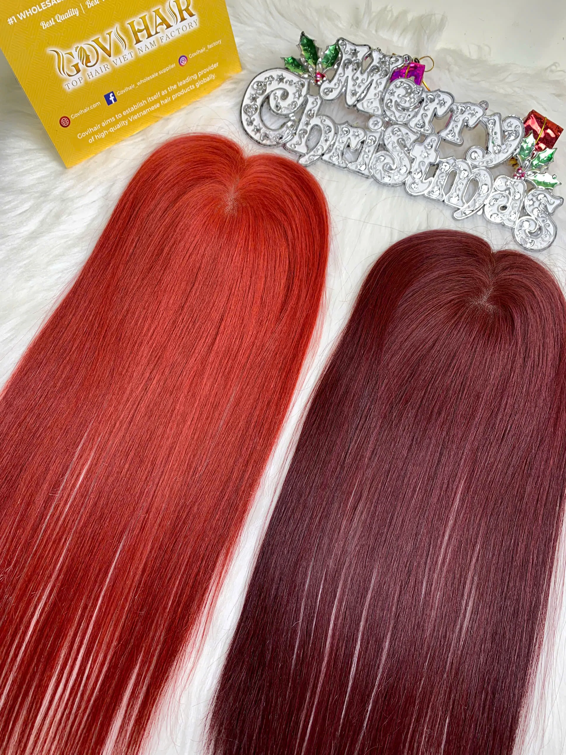 TopperToupee 150 Density Lace 5×5 Light Red Color Vietnamese Hair