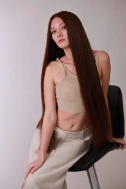 Straight Human Hair Closure Wig 4x4 HD Lace 22 Inch 180% Density #2 Color 6 vietnam hair lace closure wigs 2 color