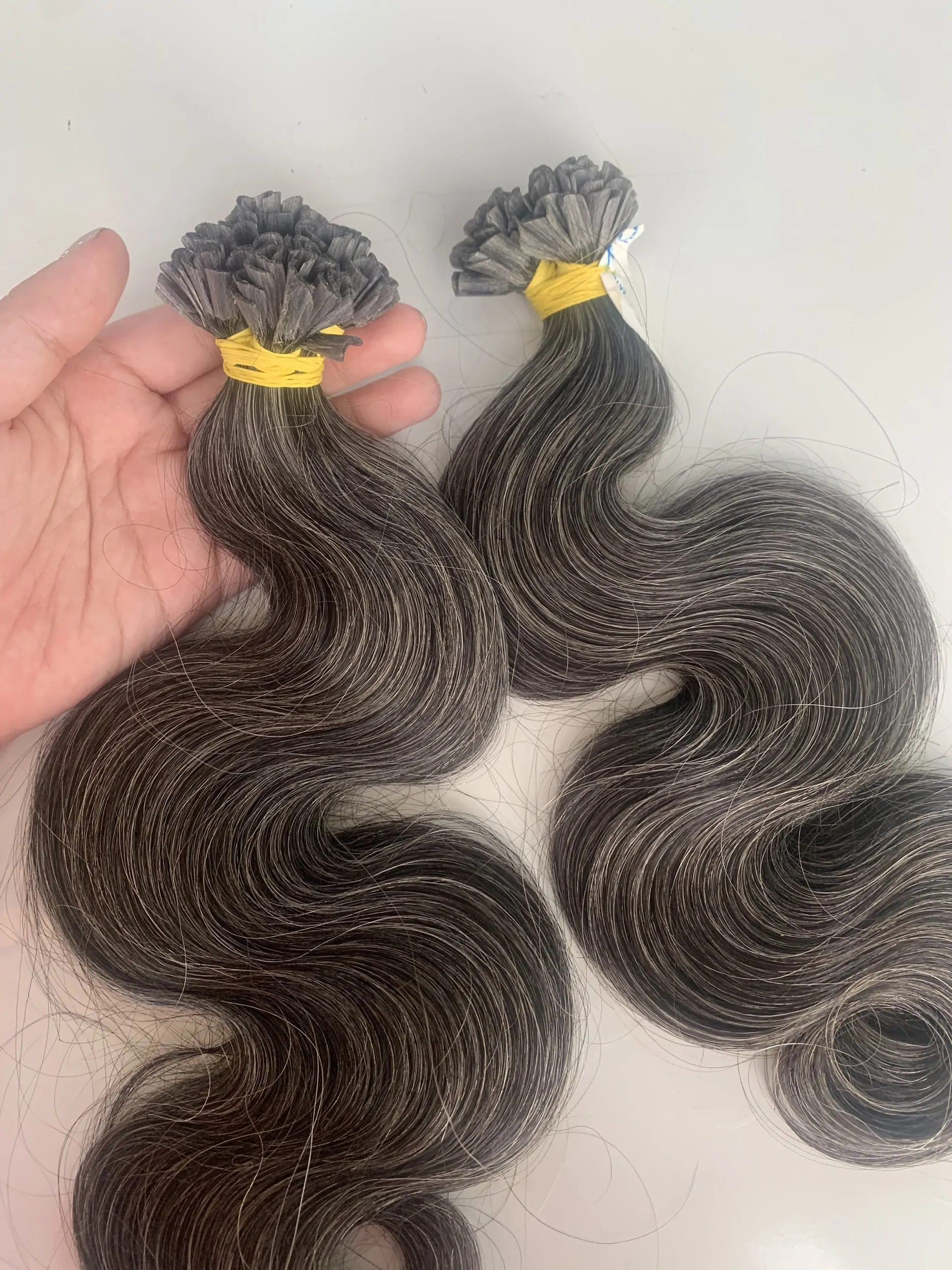 20 Inch Body Wave Natural Grey Color U Tip Hair Extensions Raw Hair 2 vietnamese grey hair from single donor hair