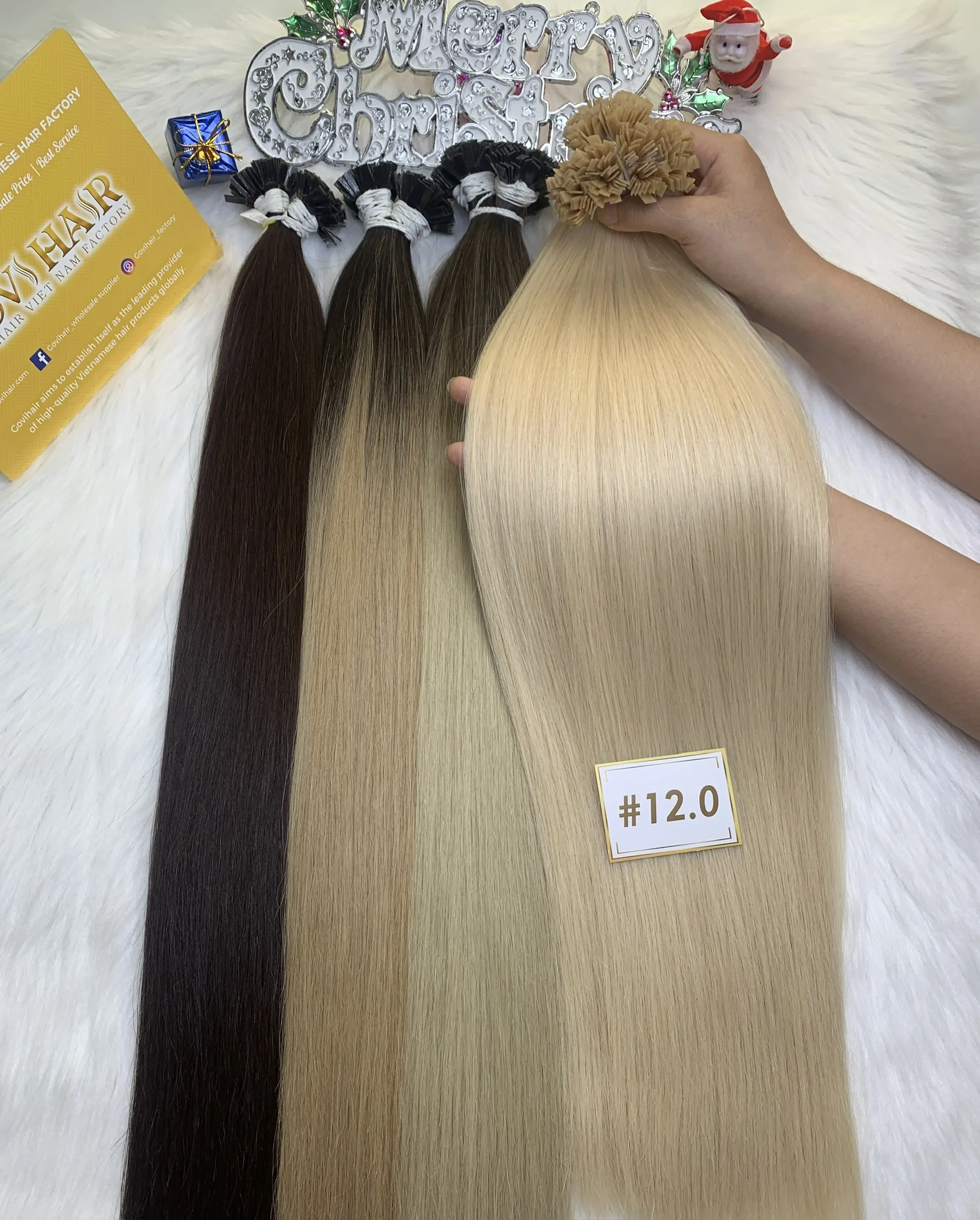 Flat Tip Hair Extensions 12.0 Blonde Color 1 vietnamese hair extensions flat tip 120 color