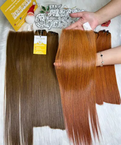 Weft Hair Bone Straight Orange Color Raw Vietnamese Hair Premium Quality