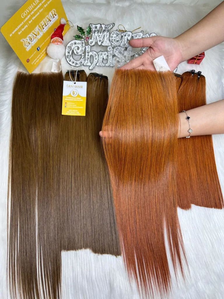 Weft Hair Bone Straight Orange Color Raw Vietnamese Hair Premium Quality
