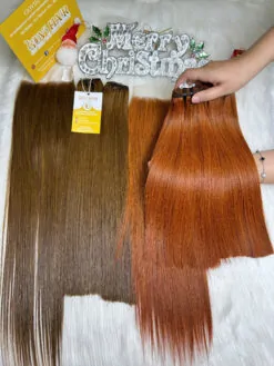 Weft Hair Bone Straight Orange Color Raw Vietnamese Hair