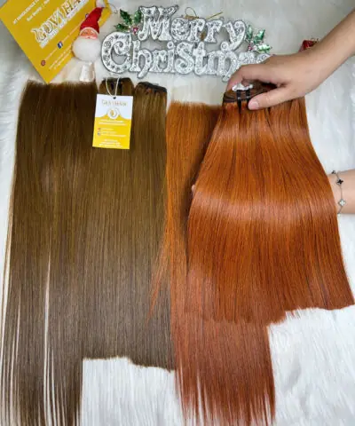 Weft Hair Bone Straight Orange Color Raw Vietnamese Hair